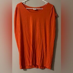 CABI size LARGE orange, short sleeved, scooped neck, super soft t-shirt.